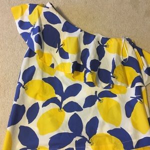Loft new with tags. One shoulder Lemon ruffle top.